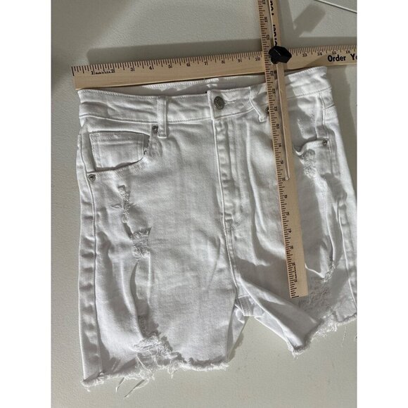 Risen Shorts Womens Size L Jeans White Distressed Frayed Summer Wear - Picture 5 of 8